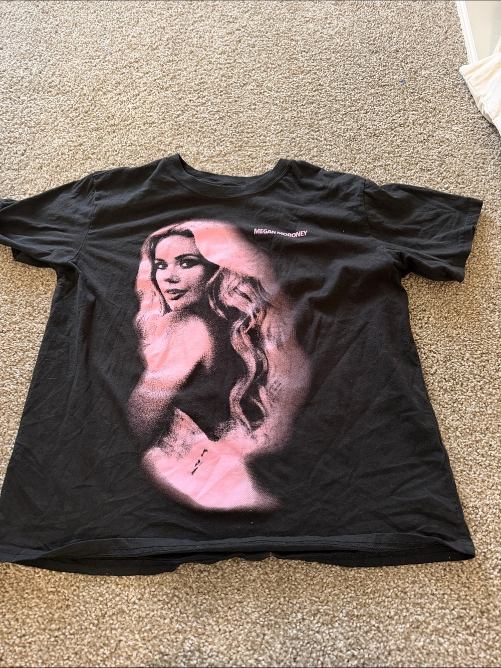 Megan Moroney Black Tee with Pink Portrait Print